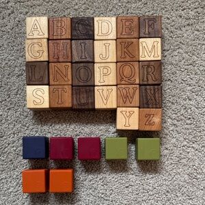 Bannor Toys Wooden Alphabet Blocks Set - Natural & Mixed Color Kids Toy
